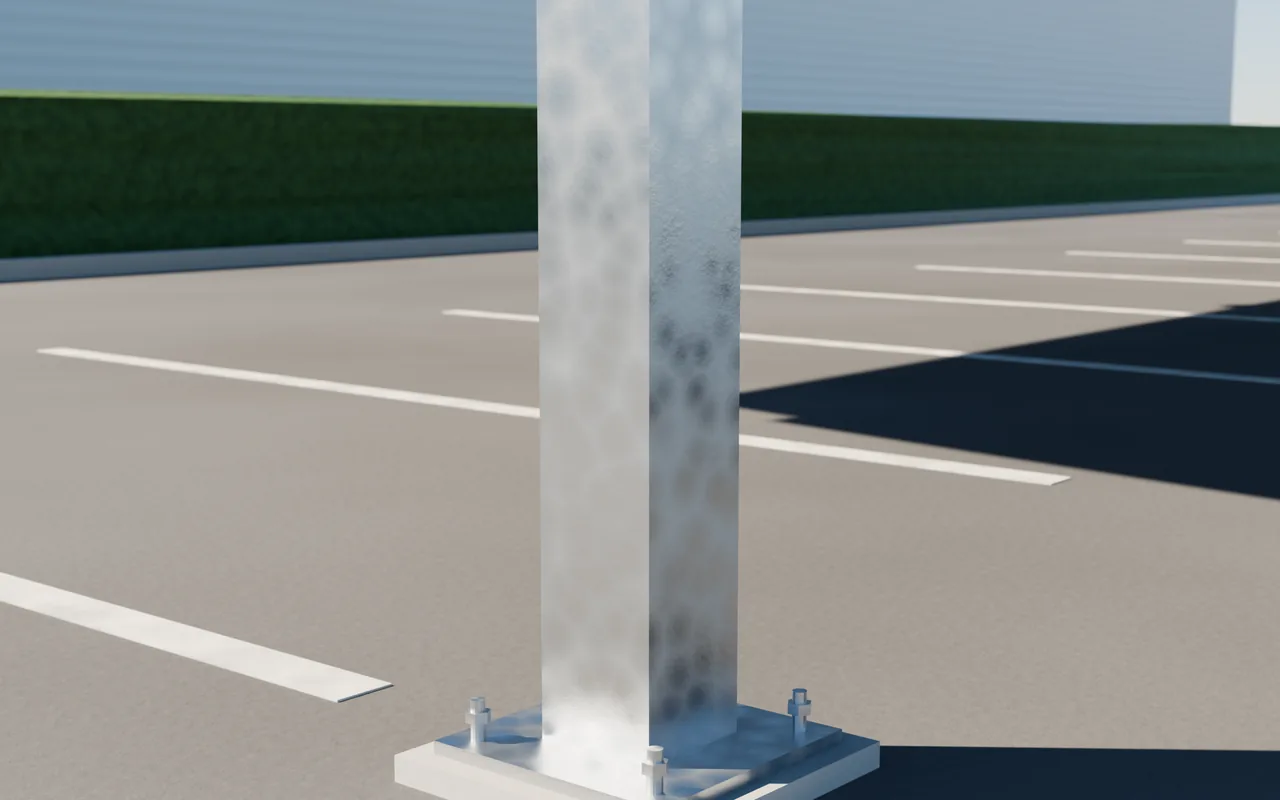 Fußpunkt eines Atlas-Heavy-Pfostens mit Fußplatte – Rendering